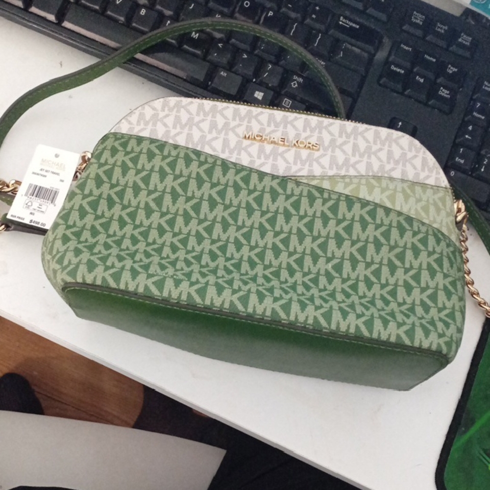 Michael Kors Two-Tone Green and Cream Crossbody Bag